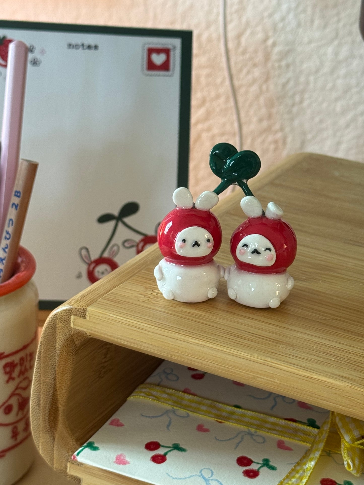 Mon & Cheri the Cherry Bunnies Desk Buddy